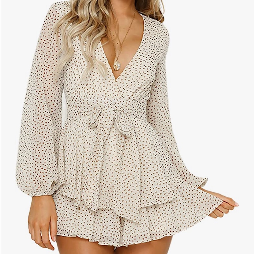 Bubble Sleeve Polkadot Romper